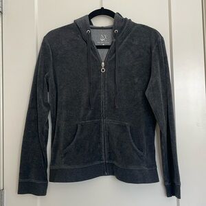 New York & Company: Dark Heather Gray Velour Zip Up Hoodie